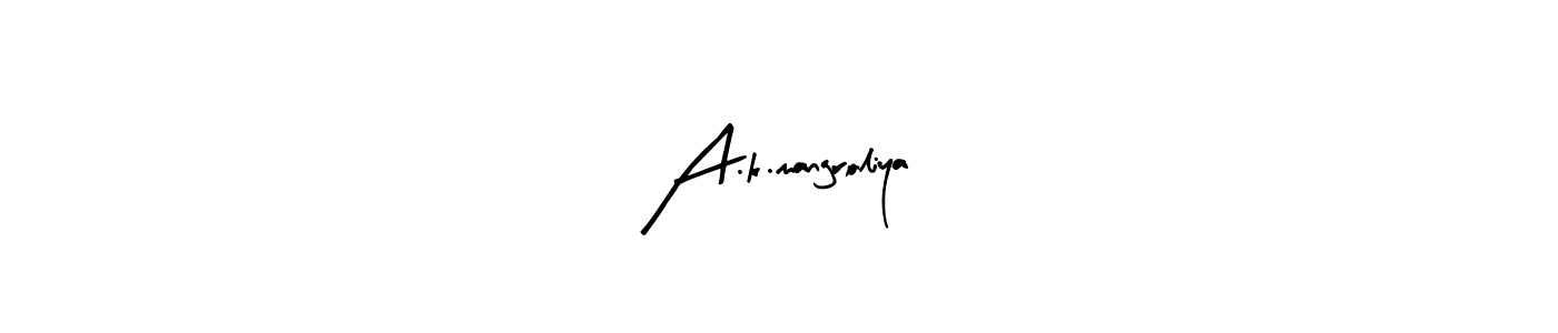 Similarly Arty Signature is the best handwritten signature design. Signature creator online .You can use it as an online autograph creator for name A.k.mangroliya. A.k.mangroliya signature style 8 images and pictures png