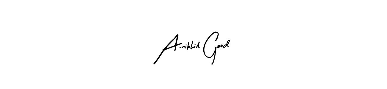 Also we have A.nikhil Goud name is the best signature style. Create professional handwritten signature collection using Arty Signature autograph style. A.nikhil Goud signature style 8 images and pictures png