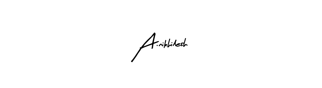 Similarly Arty Signature is the best handwritten signature design. Signature creator online .You can use it as an online autograph creator for name A.nikhilesh. A.nikhilesh signature style 8 images and pictures png