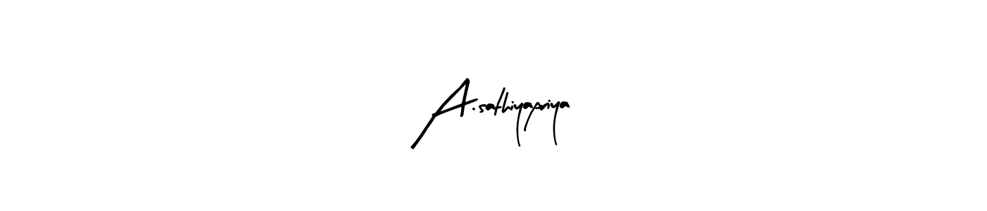 Arty Signature is a professional signature style that is perfect for those who want to add a touch of class to their signature. It is also a great choice for those who want to make their signature more unique. Get A.sathiyapriya name to fancy signature for free. A.sathiyapriya signature style 8 images and pictures png