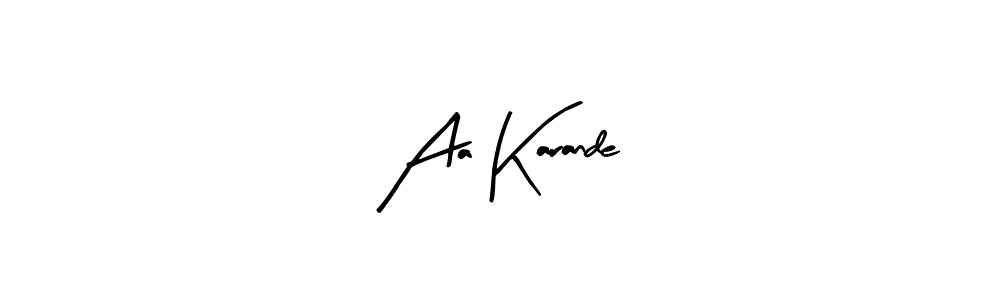 How to make Aa Karande name signature. Use Arty Signature style for creating short signs online. This is the latest handwritten sign. Aa Karande signature style 8 images and pictures png