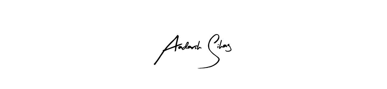 Arty Signature is a professional signature style that is perfect for those who want to add a touch of class to their signature. It is also a great choice for those who want to make their signature more unique. Get Aadarsh Sihag name to fancy signature for free. Aadarsh Sihag signature style 8 images and pictures png