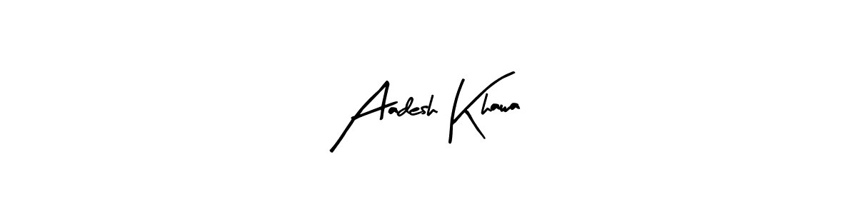 Arty Signature is a professional signature style that is perfect for those who want to add a touch of class to their signature. It is also a great choice for those who want to make their signature more unique. Get Aadesh Khawa name to fancy signature for free. Aadesh Khawa signature style 8 images and pictures png