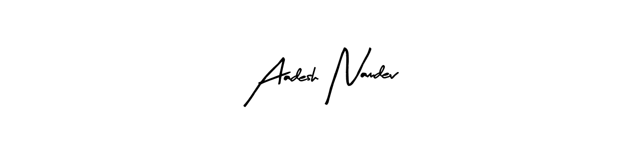 The best way (Arty Signature) to make a short signature is to pick only two or three words in your name. The name Aadesh Namdev include a total of six letters. For converting this name. Aadesh Namdev signature style 8 images and pictures png