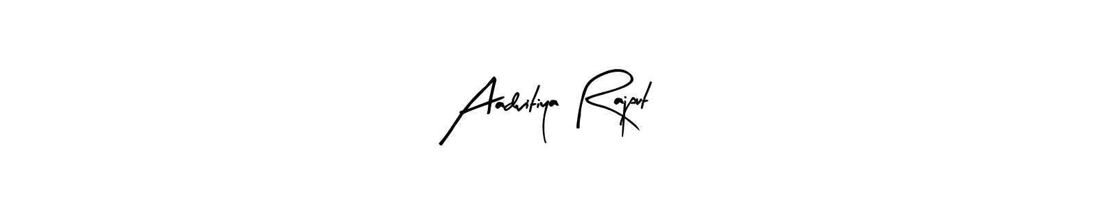 The best way (Arty Signature) to make a short signature is to pick only two or three words in your name. The name Aadvitiya Rajput include a total of six letters. For converting this name. Aadvitiya Rajput signature style 8 images and pictures png