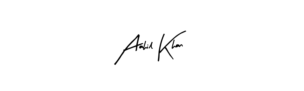 The best way (Arty Signature) to make a short signature is to pick only two or three words in your name. The name Aahil Khan include a total of six letters. For converting this name. Aahil Khan signature style 8 images and pictures png