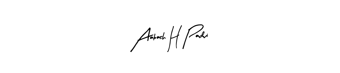 How to make Aakash H Padvi name signature. Use Arty Signature style for creating short signs online. This is the latest handwritten sign. Aakash H Padvi signature style 8 images and pictures png