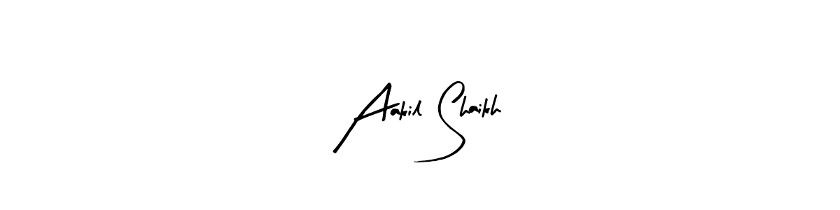 Arty Signature is a professional signature style that is perfect for those who want to add a touch of class to their signature. It is also a great choice for those who want to make their signature more unique. Get Aakil Shaikh name to fancy signature for free. Aakil Shaikh signature style 8 images and pictures png