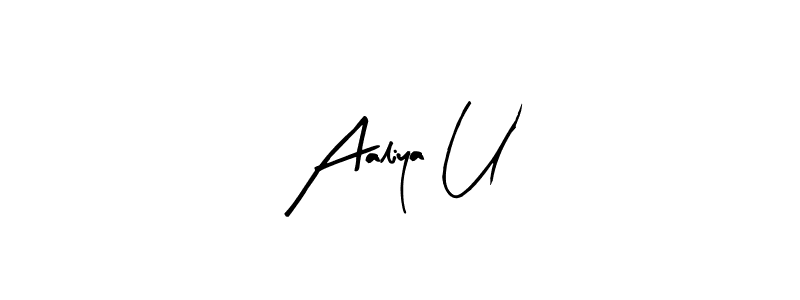 Similarly Arty Signature is the best handwritten signature design. Signature creator online .You can use it as an online autograph creator for name Aaliya U. Aaliya U signature style 8 images and pictures png