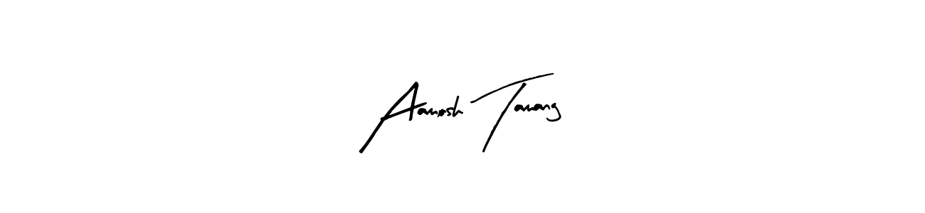 The best way (Arty Signature) to make a short signature is to pick only two or three words in your name. The name Aamosh Tamang include a total of six letters. For converting this name. Aamosh Tamang signature style 8 images and pictures png