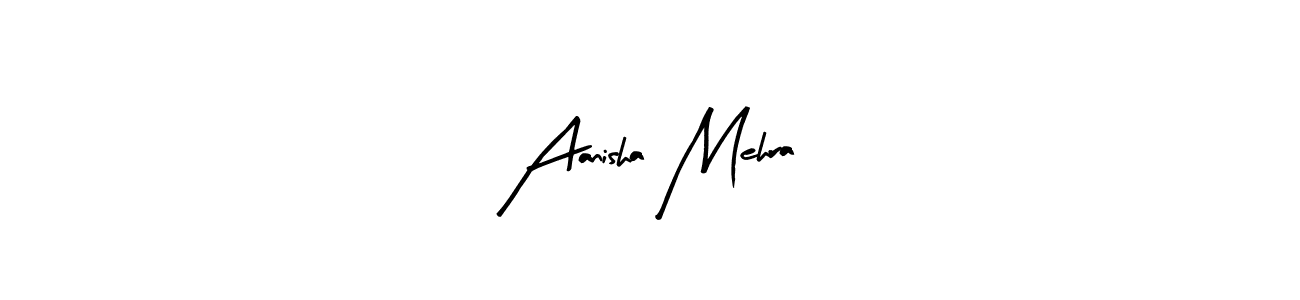 Arty Signature is a professional signature style that is perfect for those who want to add a touch of class to their signature. It is also a great choice for those who want to make their signature more unique. Get Aanisha Mehra name to fancy signature for free. Aanisha Mehra signature style 8 images and pictures png