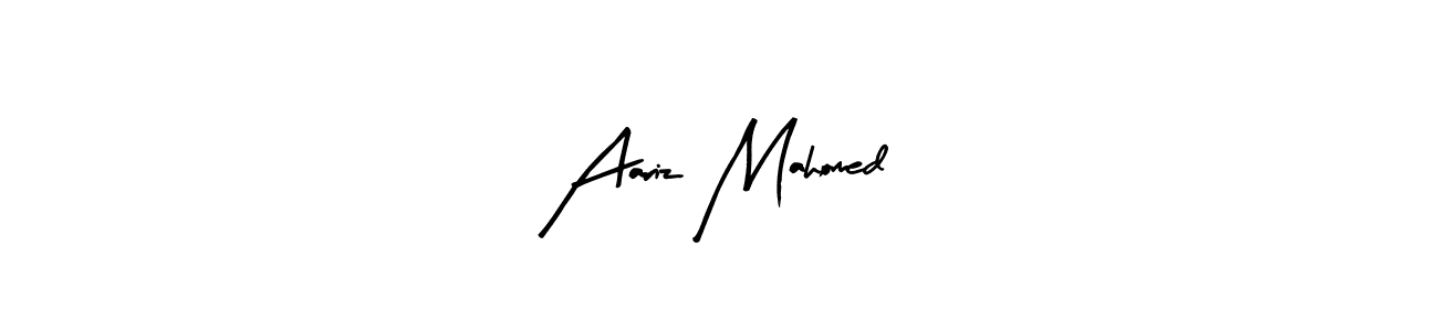 Use a signature maker to create a handwritten signature online. With this signature software, you can design (Arty Signature) your own signature for name Aariz Mahomed. Aariz Mahomed signature style 8 images and pictures png
