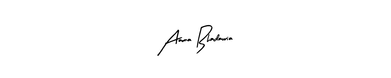 The best way (Arty Signature) to make a short signature is to pick only two or three words in your name. The name Aarna Bhadauria include a total of six letters. For converting this name. Aarna Bhadauria signature style 8 images and pictures png