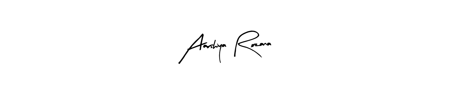 How to make Aarshiya Rozana name signature. Use Arty Signature style for creating short signs online. This is the latest handwritten sign. Aarshiya Rozana signature style 8 images and pictures png