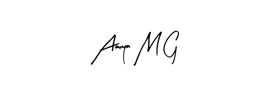 Use a signature maker to create a handwritten signature online. With this signature software, you can design (Arty Signature) your own signature for name Aarya M G. Aarya M G signature style 8 images and pictures png