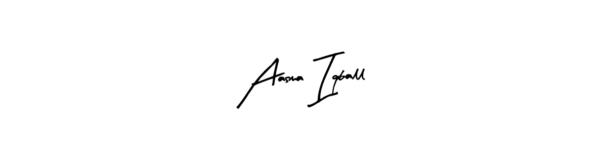 How to make Aasma Iqball name signature. Use Arty Signature style for creating short signs online. This is the latest handwritten sign. Aasma Iqball signature style 8 images and pictures png
