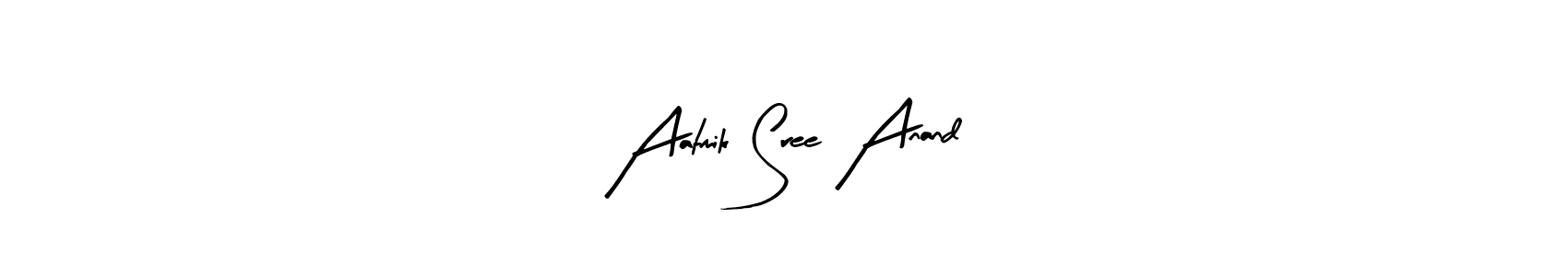 The best way (Arty Signature) to make a short signature is to pick only two or three words in your name. The name Aatmik Sree Anand include a total of six letters. For converting this name. Aatmik Sree Anand signature style 8 images and pictures png