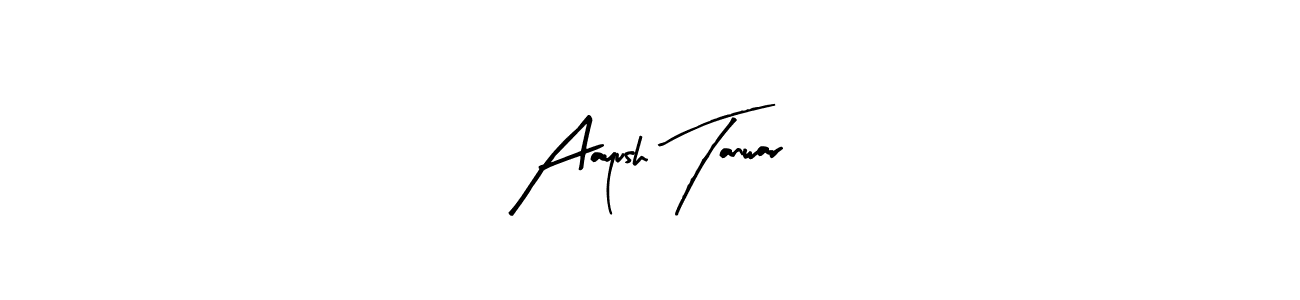 The best way (Arty Signature) to make a short signature is to pick only two or three words in your name. The name Aayush Tanwar include a total of six letters. For converting this name. Aayush Tanwar signature style 8 images and pictures png