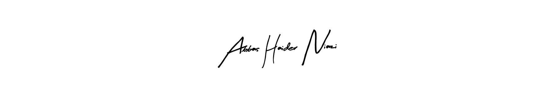 The best way (Arty Signature) to make a short signature is to pick only two or three words in your name. The name Abbas Haider Niazi include a total of six letters. For converting this name. Abbas Haider Niazi signature style 8 images and pictures png