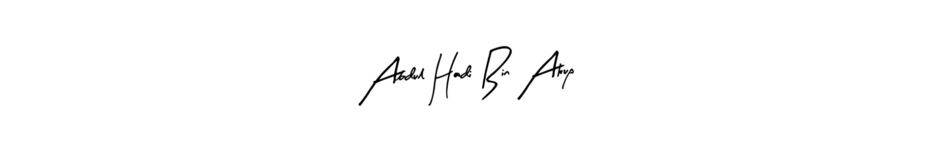 Arty Signature is a professional signature style that is perfect for those who want to add a touch of class to their signature. It is also a great choice for those who want to make their signature more unique. Get Abdul Hadi Bin Akup name to fancy signature for free. Abdul Hadi Bin Akup signature style 8 images and pictures png