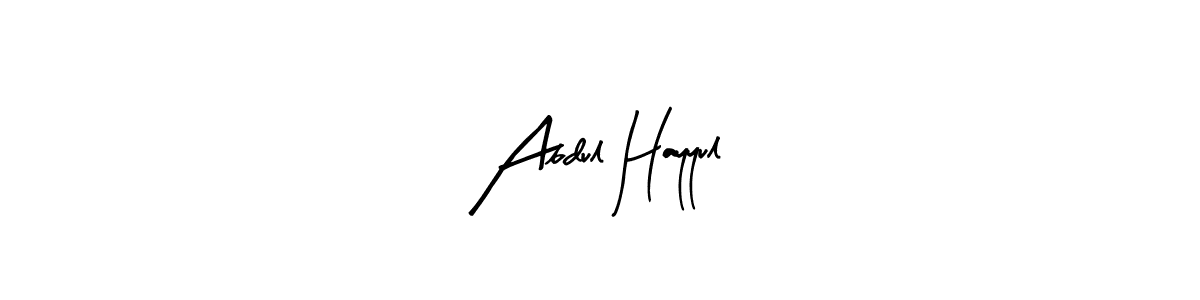The best way (Arty Signature) to make a short signature is to pick only two or three words in your name. The name Abdul Hayyul include a total of six letters. For converting this name. Abdul Hayyul signature style 8 images and pictures png