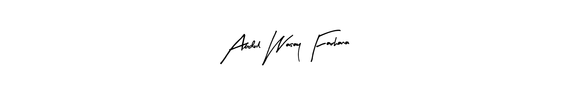 Make a beautiful signature design for name Abdul Wasay Farhana. With this signature (Arty Signature) style, you can create a handwritten signature for free. Abdul Wasay Farhana signature style 8 images and pictures png