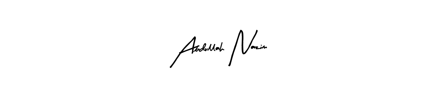 Similarly Arty Signature is the best handwritten signature design. Signature creator online .You can use it as an online autograph creator for name Abdullah Nazim. Abdullah Nazim signature style 8 images and pictures png