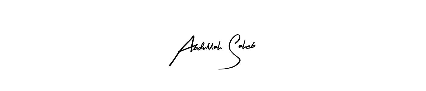 if you are searching for the best signature style for your name Abdullah Saheb. so please give up your signature search. here we have designed multiple signature styles  using Arty Signature. Abdullah Saheb signature style 8 images and pictures png