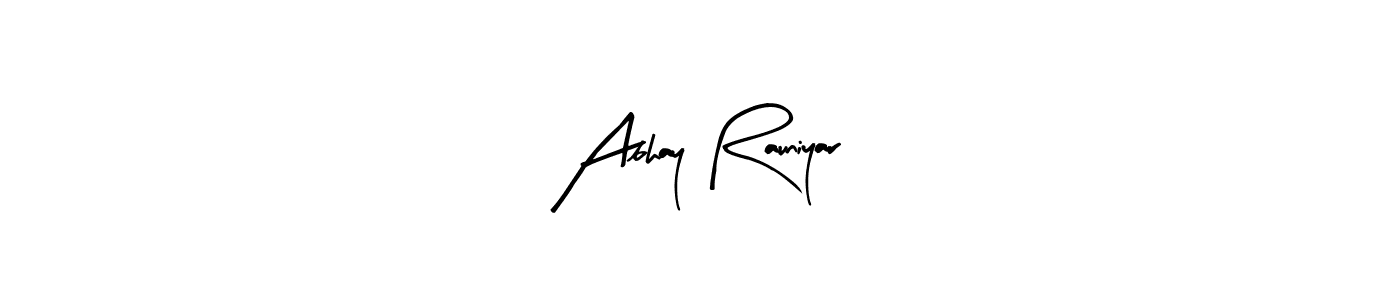 Arty Signature is a professional signature style that is perfect for those who want to add a touch of class to their signature. It is also a great choice for those who want to make their signature more unique. Get Abhay Rauniyar name to fancy signature for free. Abhay Rauniyar signature style 8 images and pictures png