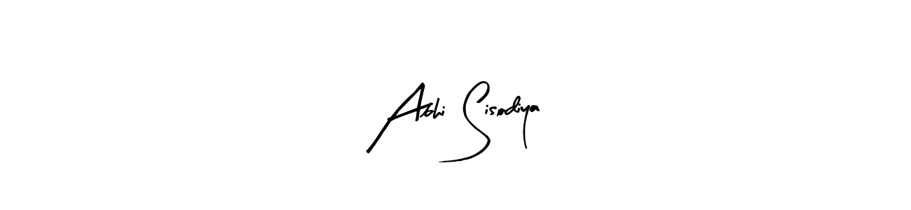 How to make Abhi Sisodiya name signature. Use Arty Signature style for creating short signs online. This is the latest handwritten sign. Abhi Sisodiya signature style 8 images and pictures png