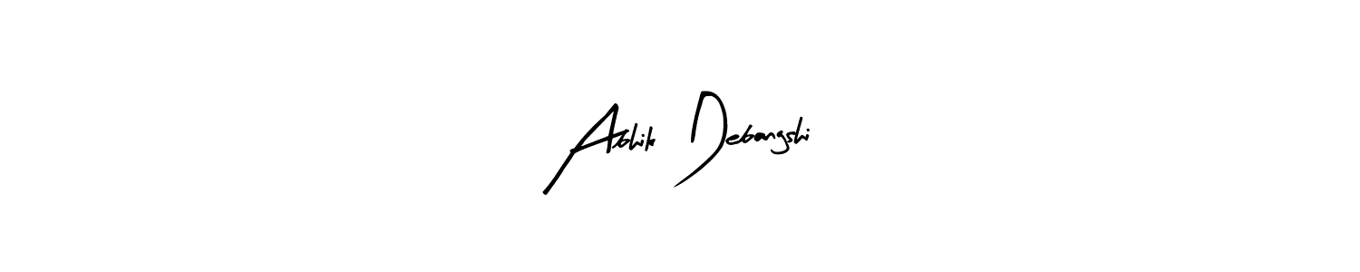 The best way (Arty Signature) to make a short signature is to pick only two or three words in your name. The name Abhik Debangshi include a total of six letters. For converting this name. Abhik Debangshi signature style 8 images and pictures png