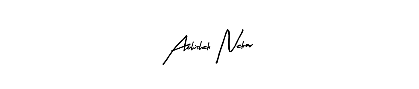 Arty Signature is a professional signature style that is perfect for those who want to add a touch of class to their signature. It is also a great choice for those who want to make their signature more unique. Get Abhishek Nekar name to fancy signature for free. Abhishek Nekar signature style 8 images and pictures png