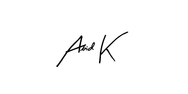 Similarly Arty Signature is the best handwritten signature design. Signature creator online .You can use it as an online autograph creator for name Abid K. Abid K signature style 8 images and pictures png