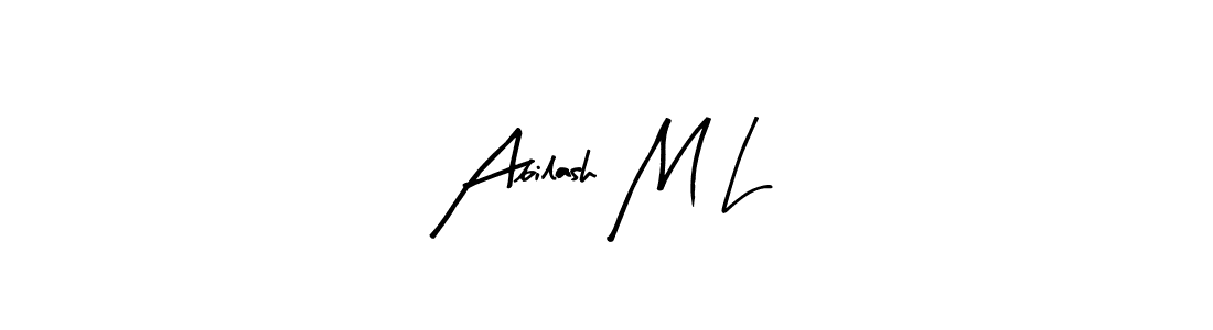 Similarly Arty Signature is the best handwritten signature design. Signature creator online .You can use it as an online autograph creator for name Abilash M L. Abilash M L signature style 8 images and pictures png