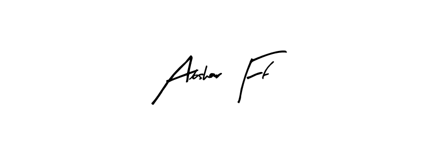 The best way (Arty Signature) to make a short signature is to pick only two or three words in your name. The name Abshar Ff include a total of six letters. For converting this name. Abshar Ff signature style 8 images and pictures png