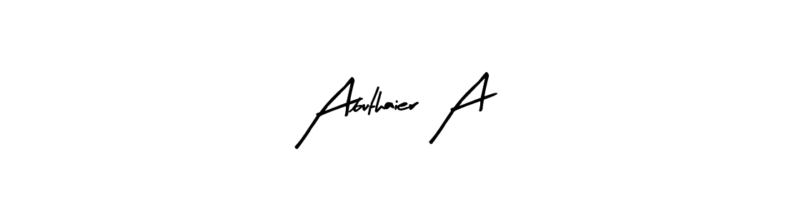 Design your own signature with our free online signature maker. With this signature software, you can create a handwritten (Arty Signature) signature for name Abuthaier A. Abuthaier A signature style 8 images and pictures png