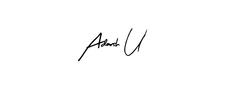 Also You can easily find your signature by using the search form. We will create Adarsh U name handwritten signature images for you free of cost using Arty Signature sign style. Adarsh U signature style 8 images and pictures png