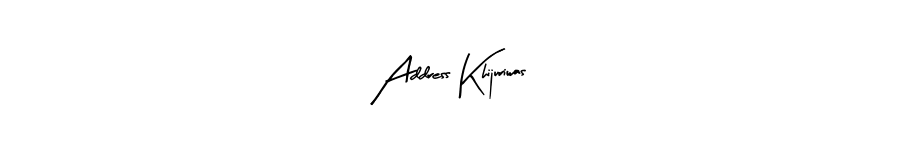Create a beautiful signature design for name Address Khijuriwas. With this signature (Arty Signature) fonts, you can make a handwritten signature for free. Address Khijuriwas signature style 8 images and pictures png