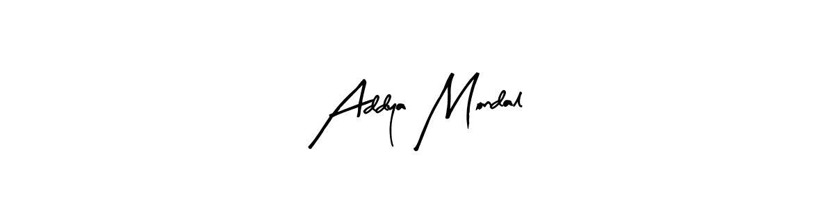 if you are searching for the best signature style for your name Addya Mondal. so please give up your signature search. here we have designed multiple signature styles  using Arty Signature. Addya Mondal signature style 8 images and pictures png