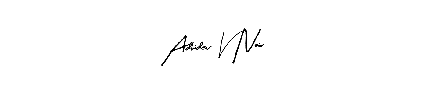 if you are searching for the best signature style for your name Adhidev V Nair. so please give up your signature search. here we have designed multiple signature styles  using Arty Signature. Adhidev V Nair signature style 8 images and pictures png
