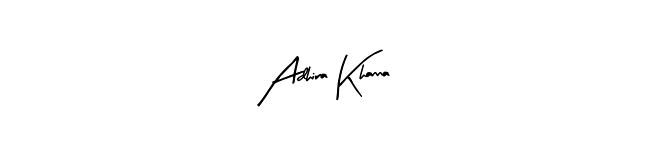 Arty Signature is a professional signature style that is perfect for those who want to add a touch of class to their signature. It is also a great choice for those who want to make their signature more unique. Get Adhira Khanna name to fancy signature for free. Adhira Khanna signature style 8 images and pictures png