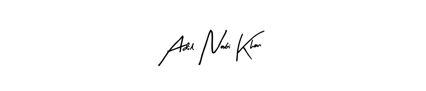 The best way (Arty Signature) to make a short signature is to pick only two or three words in your name. The name Adil Nabi Khan include a total of six letters. For converting this name. Adil Nabi Khan signature style 8 images and pictures png