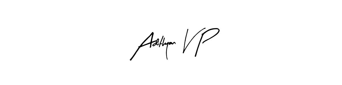 Use a signature maker to create a handwritten signature online. With this signature software, you can design (Arty Signature) your own signature for name Adithyan V P. Adithyan V P signature style 8 images and pictures png