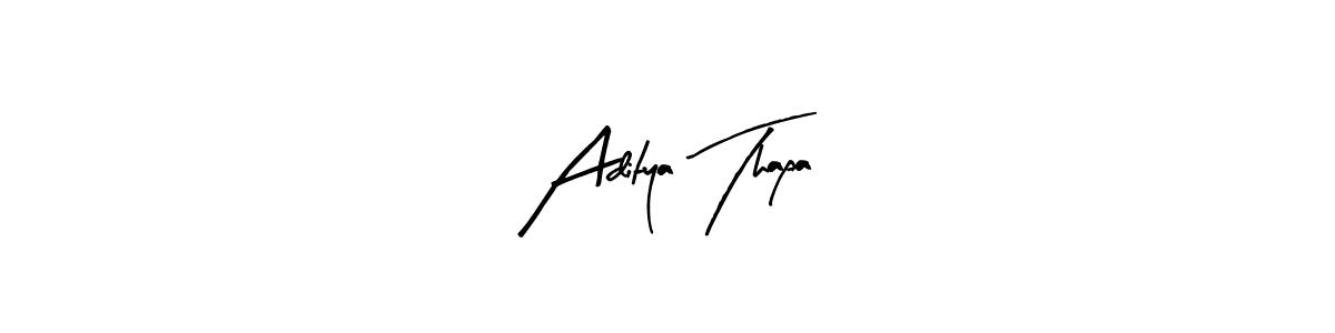 Similarly Arty Signature is the best handwritten signature design. Signature creator online .You can use it as an online autograph creator for name Aditya Thapa. Aditya Thapa signature style 8 images and pictures png