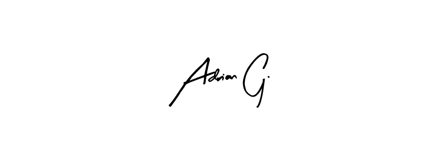 How to make Adrian G. name signature. Use Arty Signature style for creating short signs online. This is the latest handwritten sign. Adrian G. signature style 8 images and pictures png