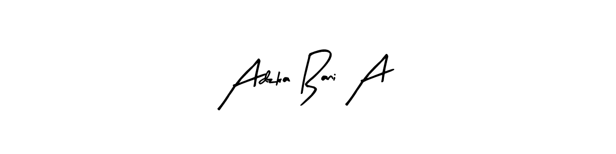 Similarly Arty Signature is the best handwritten signature design. Signature creator online .You can use it as an online autograph creator for name Adzka Bani A. Adzka Bani A signature style 8 images and pictures png