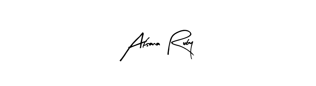 Arty Signature is a professional signature style that is perfect for those who want to add a touch of class to their signature. It is also a great choice for those who want to make their signature more unique. Get Afsana Ruby name to fancy signature for free. Afsana Ruby signature style 8 images and pictures png