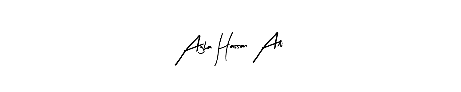 Arty Signature is a professional signature style that is perfect for those who want to add a touch of class to their signature. It is also a great choice for those who want to make their signature more unique. Get Agha Hassan Ali name to fancy signature for free. Agha Hassan Ali signature style 8 images and pictures png