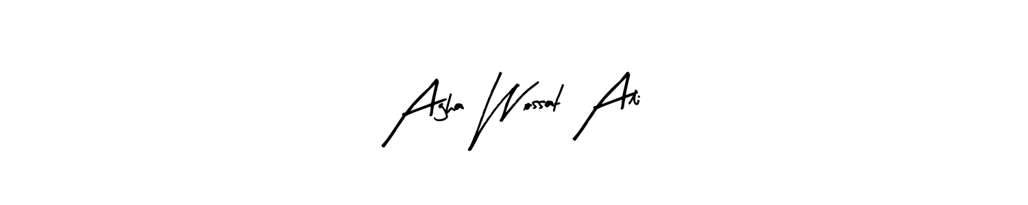 Arty Signature is a professional signature style that is perfect for those who want to add a touch of class to their signature. It is also a great choice for those who want to make their signature more unique. Get Agha Wossat Ali name to fancy signature for free. Agha Wossat Ali signature style 8 images and pictures png