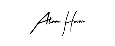 A modern signature idea for name Ahaan Husain using Arty Signature font. Clean strokes and elegant curves make it stand out instantly. Ahaan Husain signature style 8 images and pictures png